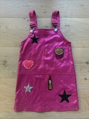 MIA Metallic Hot Pink overall dress with sequin patches